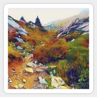 Picturesque mountain trail in Switzerland Sticker